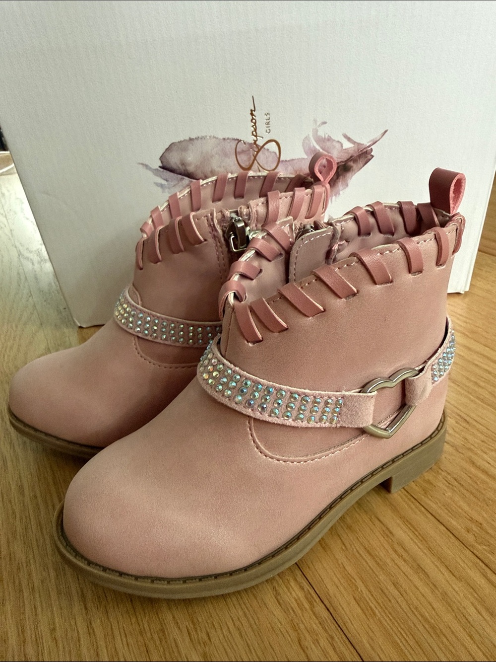 NWT Jessica Simpson Little Girls Pink Boots with hearts